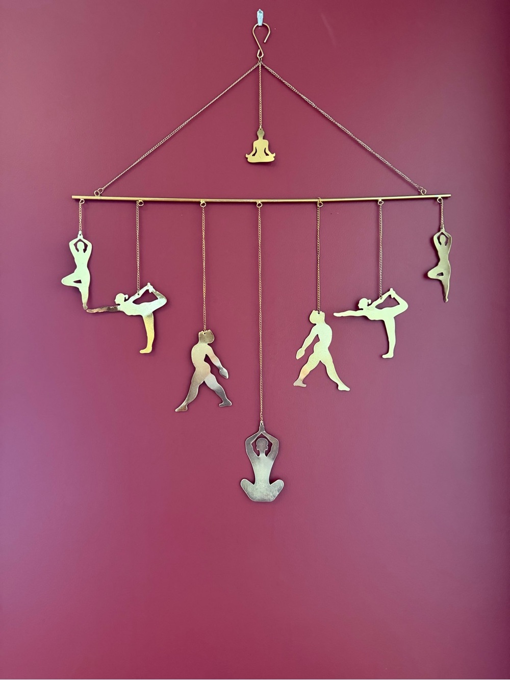 Metal Yoga Pose Hanging Mobile Wall Art in Gold